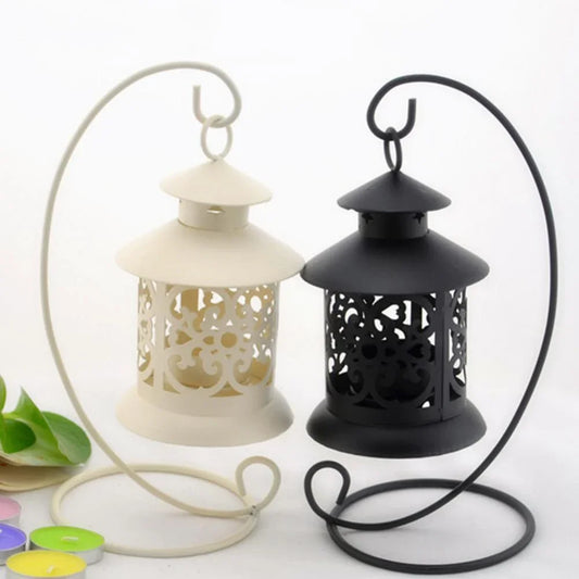 Hanging Candlestick Wrought Iron Art Candle Tealight Holder Vintage Hollow Out Lantern Tabletop Wedding Home Decoration
