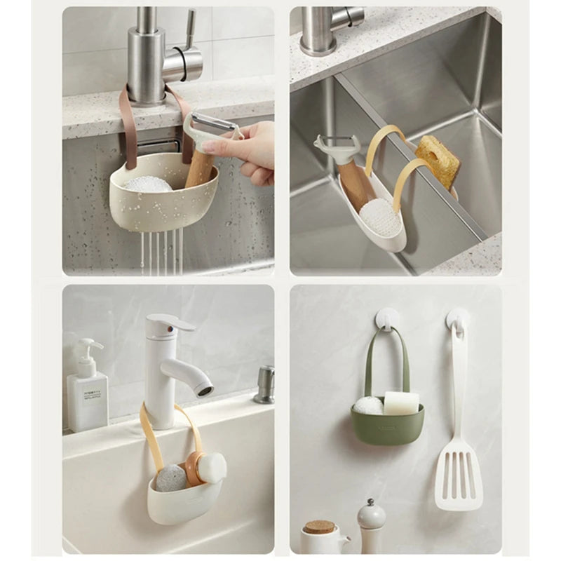 Kitchen Sink Sponges Soap Holder Bathroom Dish Drain Water Basket Storage Drying Rack Accessories Organizer