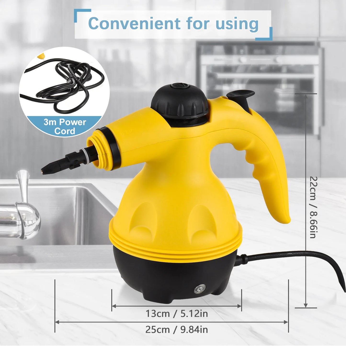 Large capacity water tank handheld high-temperature steam cleaning machine, suitable for kitchen/sofa/window/bedroom/car care