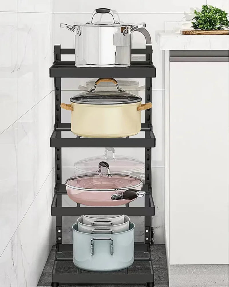 Kitchen Sink Organizer Rack Adjustable Pot Cabinet Rack Holder Multi-layer Home Frying Pan Holder Pot Bowl Storage Racks