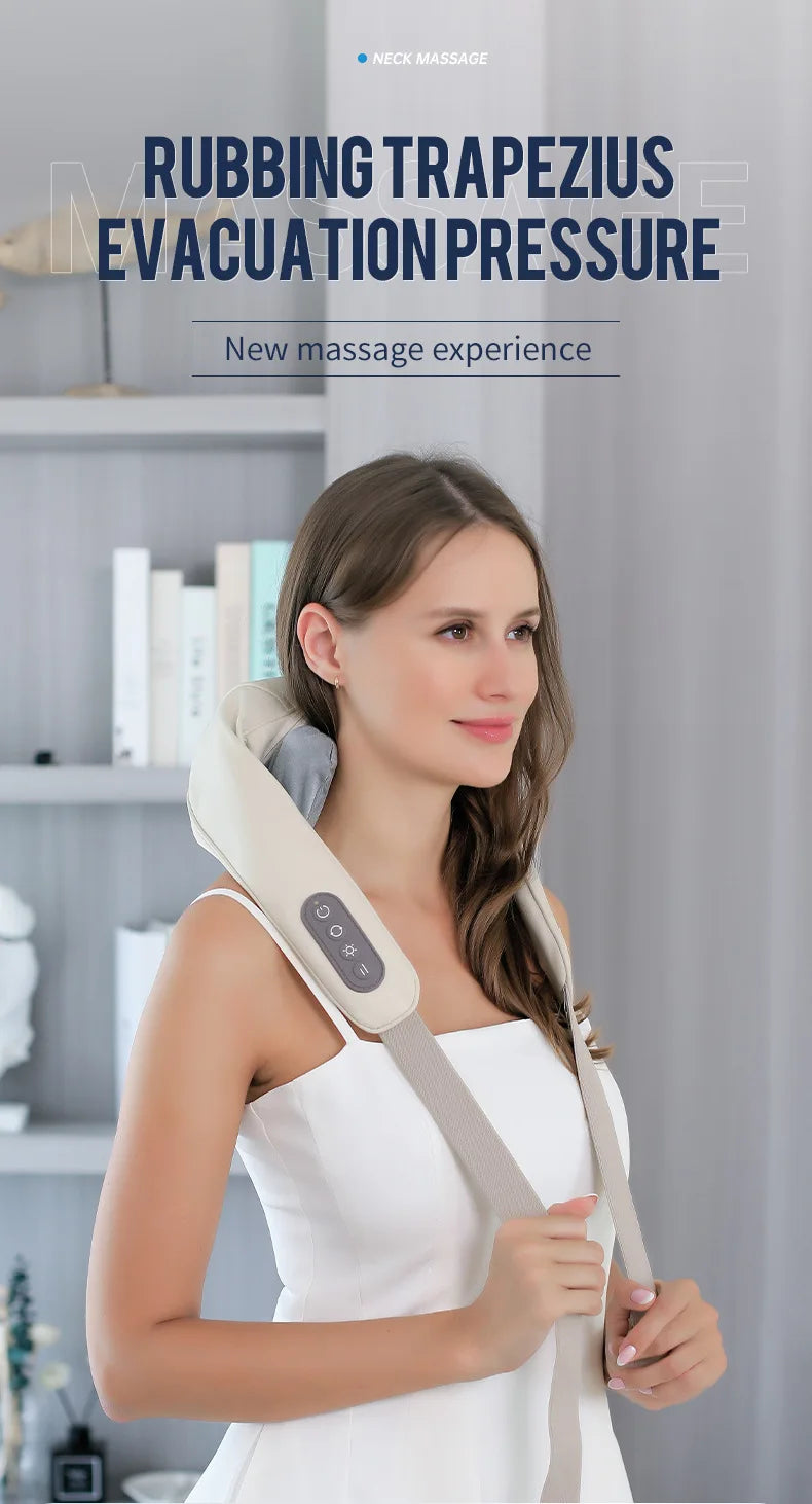 Wireless Neck And Back Massager Neck And Shoulder Kneading Massage Shawl Neck Cervical Relaxing Trapezius Massager