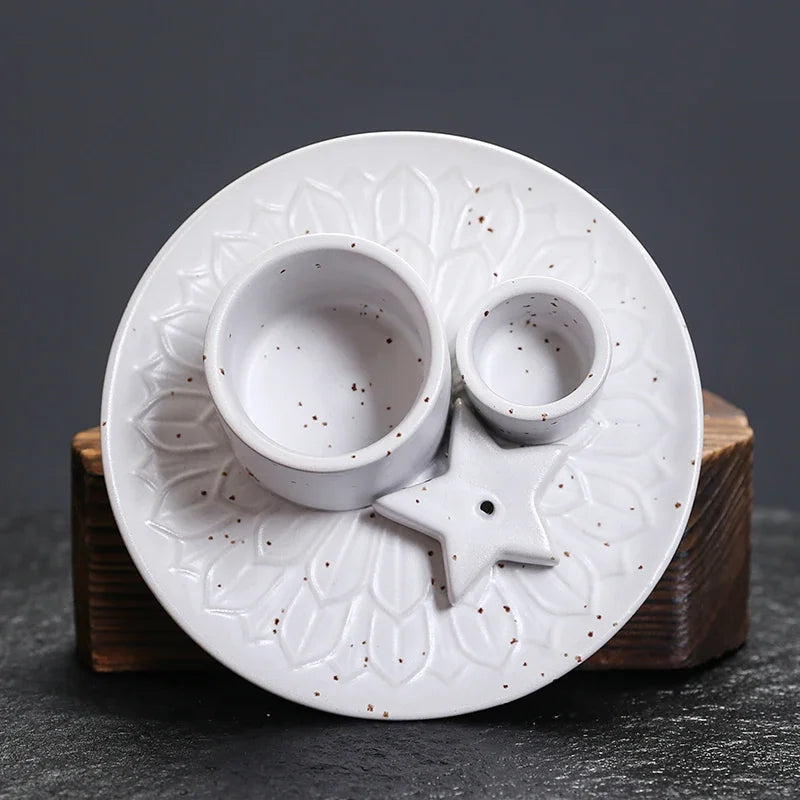 1Pcs Ceramic Incense Burner Holder Multifunctional 4-in-1 for Palo Santo Sage Sticks Candles & Crystals Ideal for Christmas