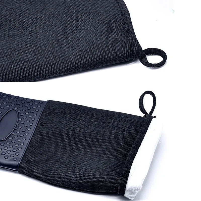 Extra Long Professional Silicone Oven Mitts Gloves with Quilted Liner Durable Heat Resistant Grill Oven Gloves Baking Tools