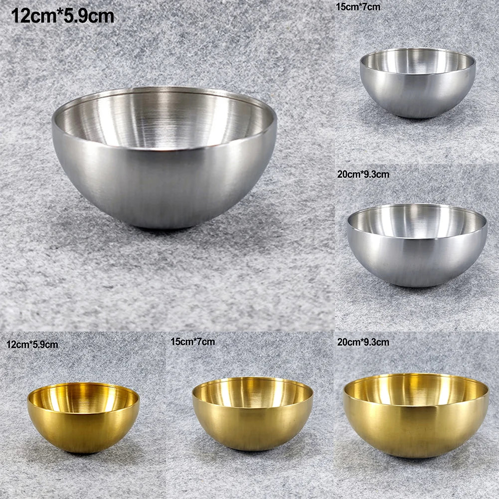 1pc Kitchen Stainless Steel Fruit Salad Bowls Korean Ramen Soup Noodles Bowl Single Layer Heat Insulated Home Tableware