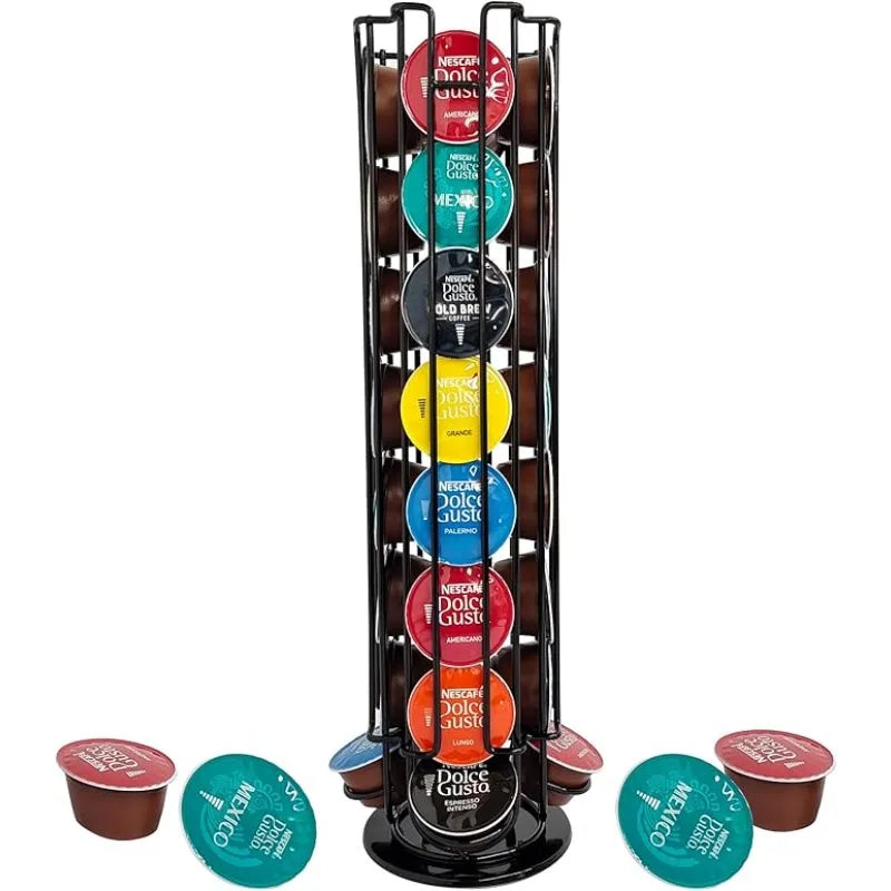 Holds 32 Pieces Coffee Capsule Holder Rotatable Coffee Capsule Stand Stylish Metal Coffee Storage Holder Home Kitchen Cafe Use