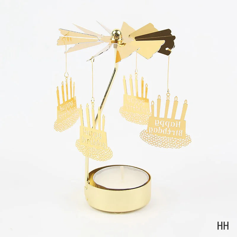 Carousel Candle Holder Gold Metal Candlesticks Room Decor Cake Rotating Candle Stand Home Decoration For Valentine's Christmas