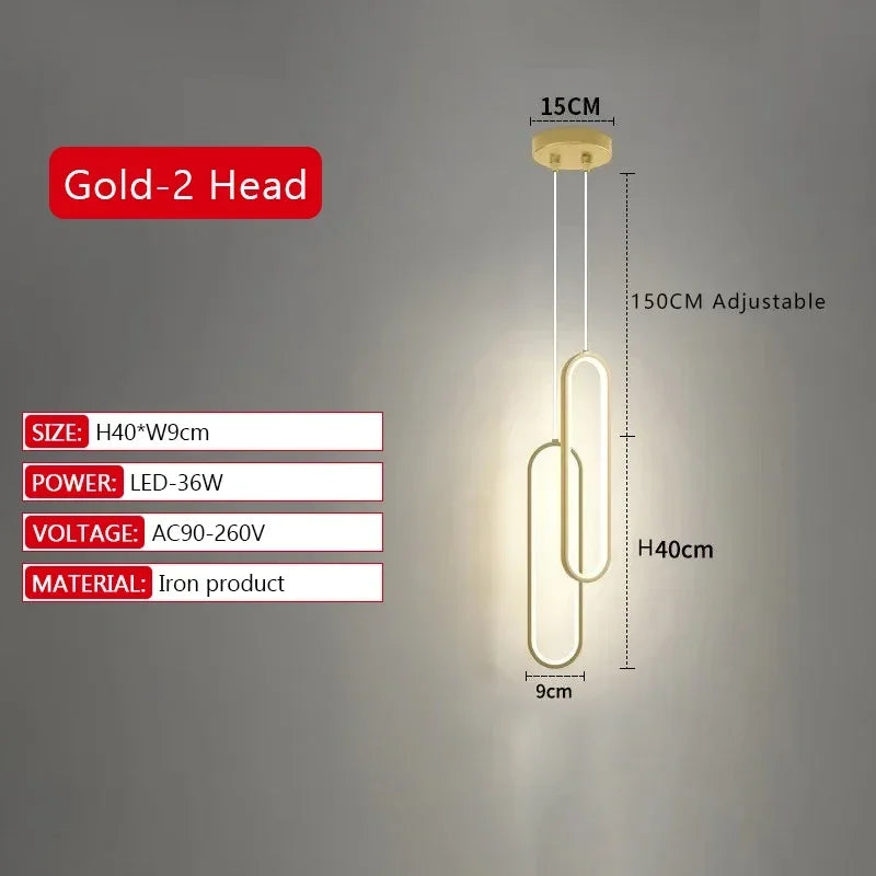 Modern LED Pendant Light Gold Black Minimalist Elliptical Pendant Lamp Living Room Dining Room Shop Bar Lighting Decoration
