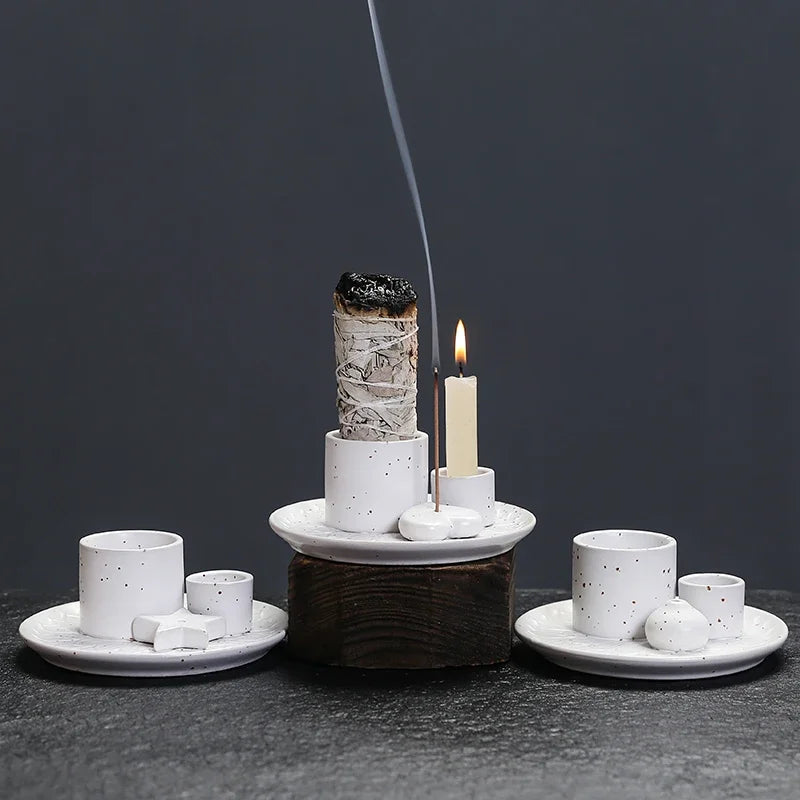 1Pcs Ceramic Incense Burner Holder Multifunctional 4-in-1 for Palo Santo Sage Sticks Candles & Crystals Ideal for Christmas