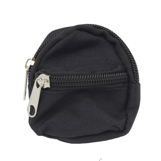 Black zippered pouch on a white background