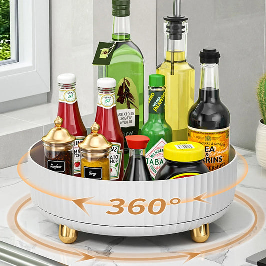 360 Rotation Non-Skid Spice Rack Pantry Cabinet Turntable with Wide Base Storage Bin Rotating Organizer for Kitchen Bathroom