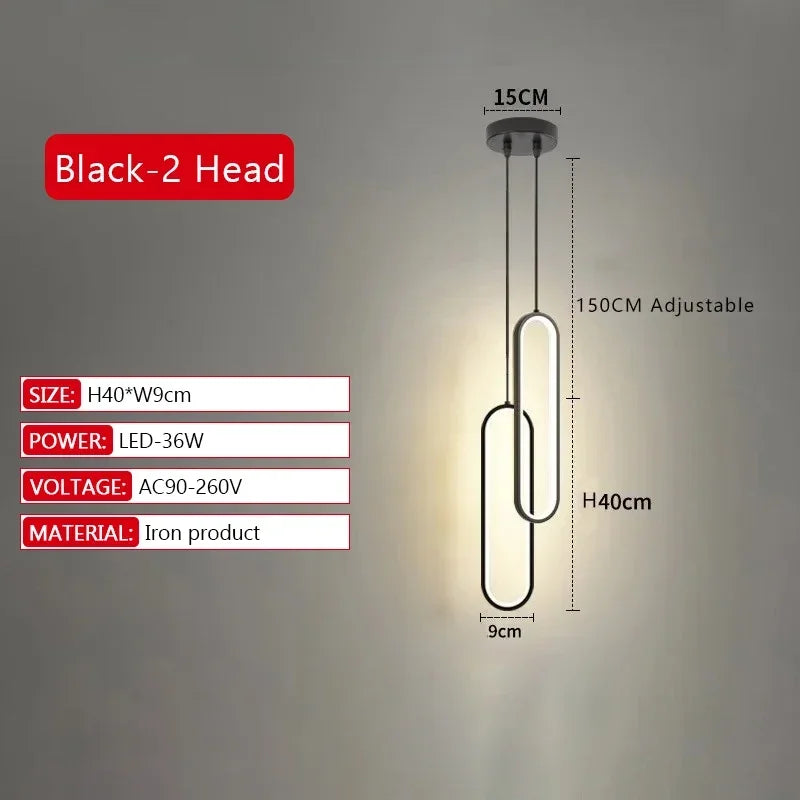 Modern LED Pendant Light Gold Black Minimalist Elliptical Pendant Lamp Living Room Dining Room Shop Bar Lighting Decoration