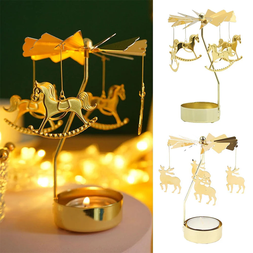 Metal Rotary Candle Holder Rotating Candle Holder Dinner Party Wedding Party Christmas Candle Holder Stand Home Decoration