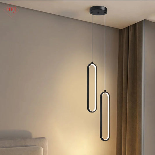 Modern simple light luxury living room background wall decoration Nordic style ins bedroom minimalist long line small chandelier