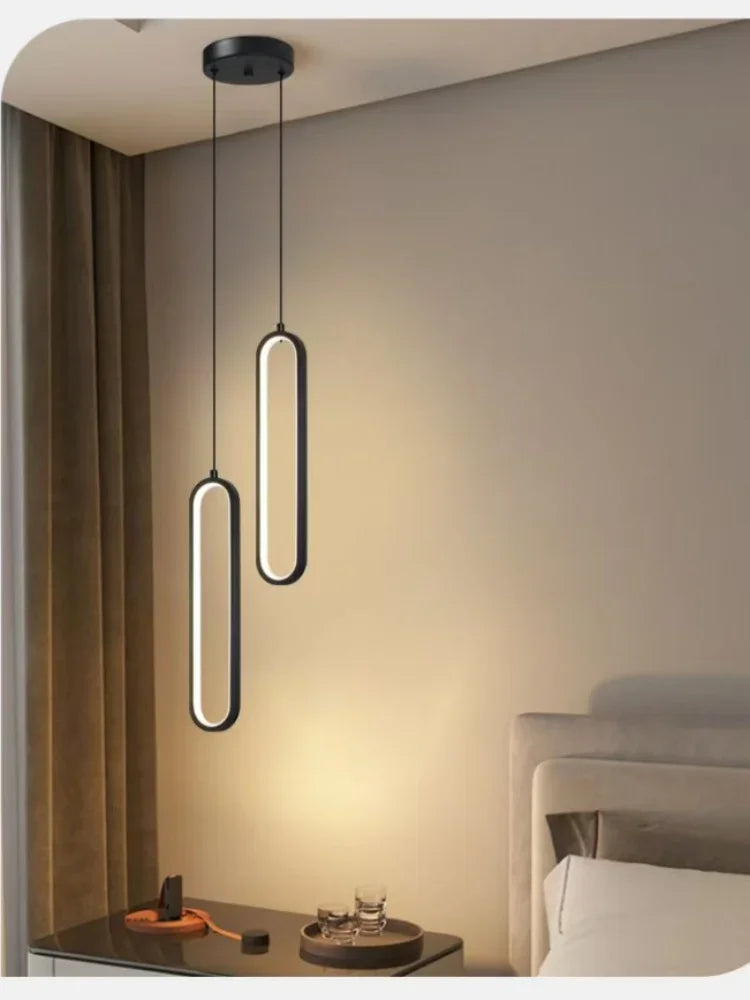 Modern LED Pendant Light Gold Black Minimalist Elliptical Pendant Lamp Living Room Dining Room Shop Bar Lighting Decoration