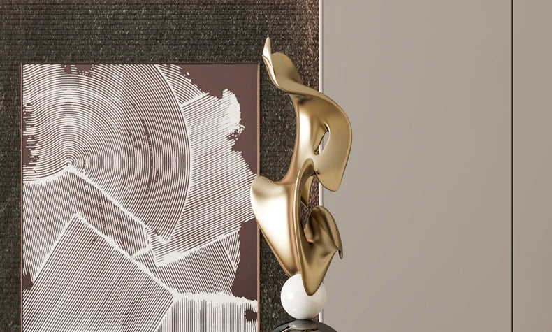 Electroplated Art Sculpture,Abstract Floor Decor,Hotel Clubhouse Room Decoration,Sample Room,Foyer Statue, Customized Ornament