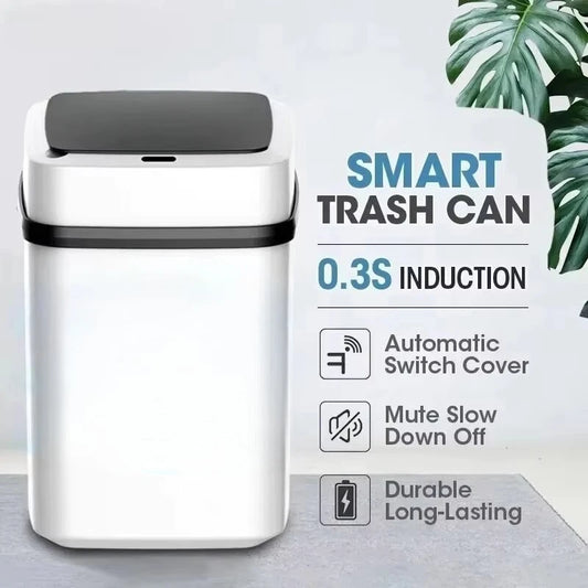 15L Smart Trash Can Intelligent Waste Bin Automatic Sensor Dustbin with Lid Waterproof Recycling Bins for Home Kitchen Bathroom