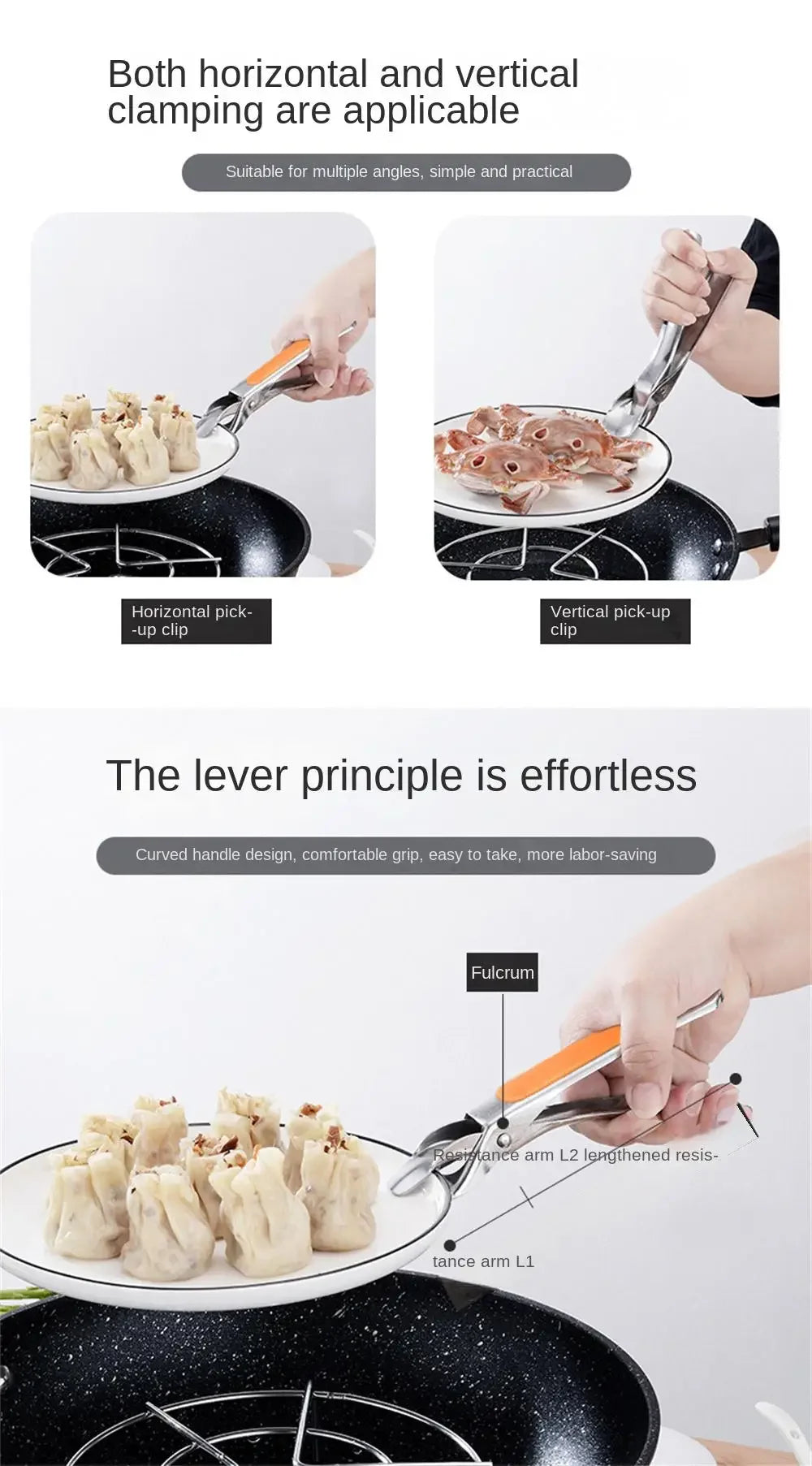 Kitchen Anti Scald Plate Bowl Dish Pot Holder Holder Stainless Steel Clamp Anti-hot Clip Lifter Kitchen Oven Accessories Tool