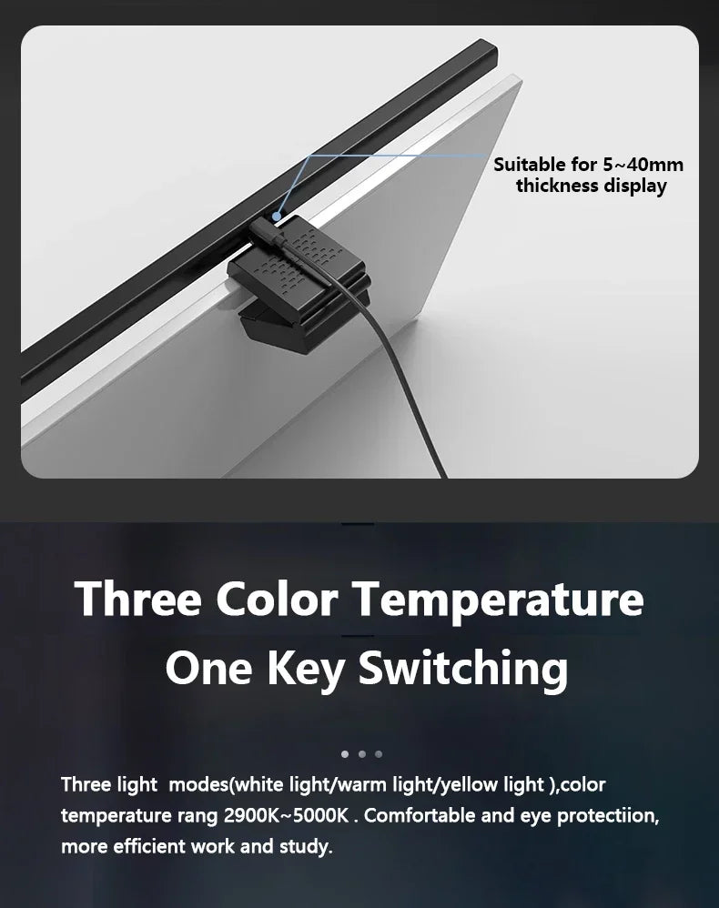 50cm Hanging PC Desk Lamp Computer Screen Display Light Computer Monitor Light Dimmable Timing Eye Protection for Study Work