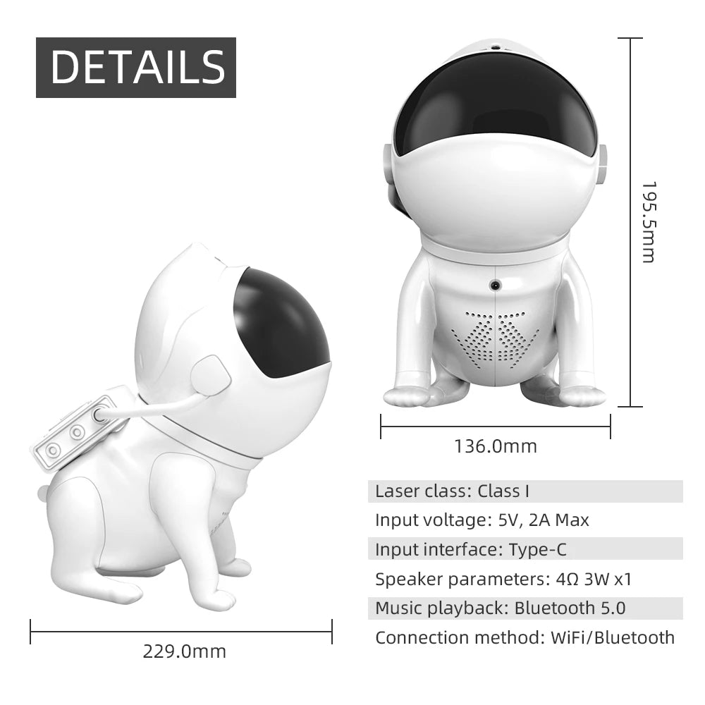Space Dog Night Light Galaxy Star Astronaut Projector App Nebula Lamps Led Lights For Children Bedroom Decorative Birthday Gift