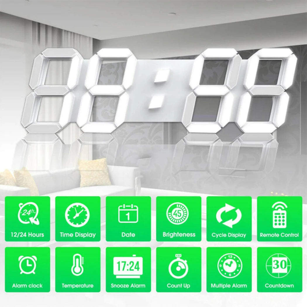 GlowDigit™ 3D LED Wall Clock – Modern Time, Bold Style
