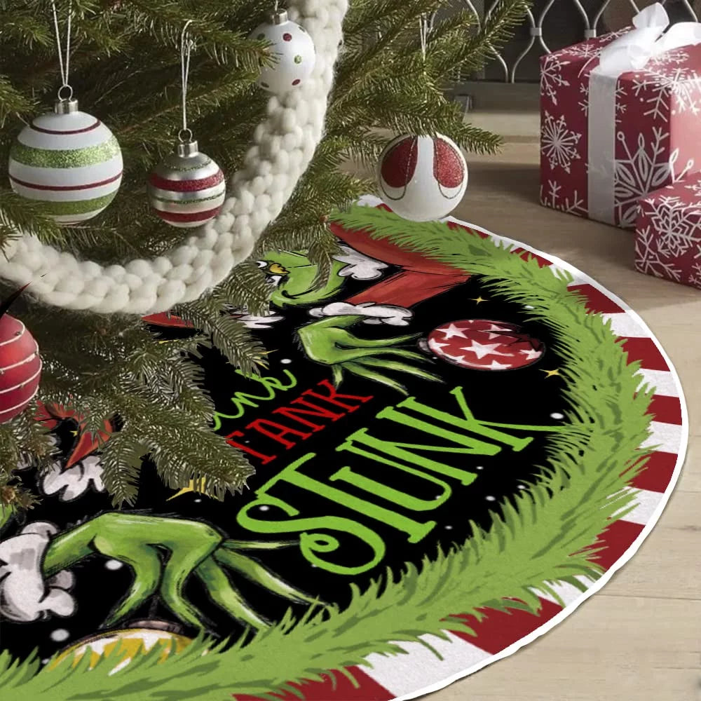 The Grinch Christmas Tree Skirt for Xmas Holiday Party Decorations,36Inch Grinch Decorations Gifts Funny Home Decor