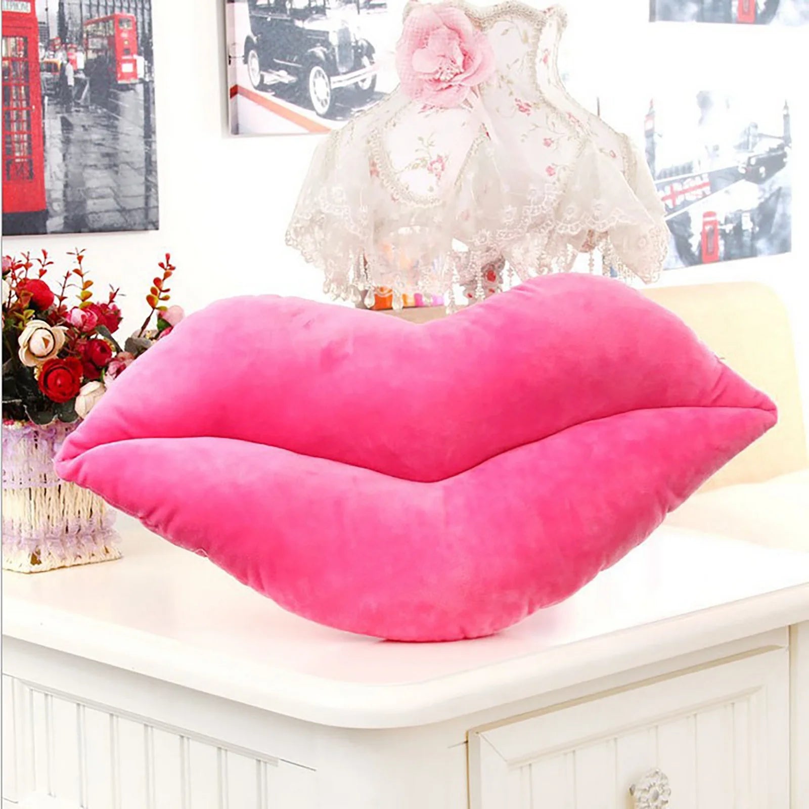 Deals!Hot Pink 3D Lips Throw Pillows,Lips Pillows Decorative Throw Pillows,Kiss Cute Pillow Girls Valentine'S Day Gift Soft Velvet Decorative Reversible Pillow Cushion for Bed Couch,Pink