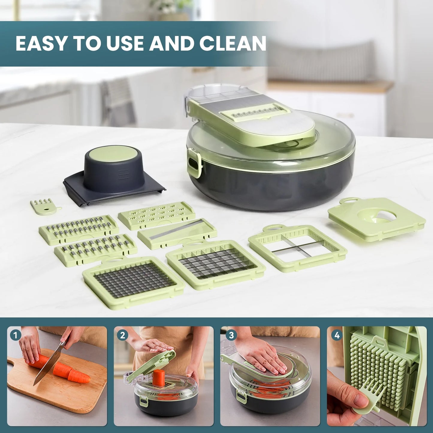 Vegetable Chopper, Multifunctional 12-In-1 Veggie Chopper with 7 Blades, Onion Chopper Food Chopper Vegetable Slicer Cutter Dicer