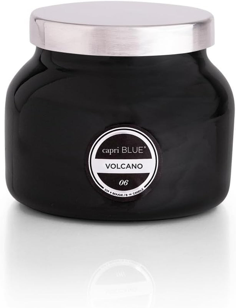 Volcano Candle - Black Petite Jar Candle - Glass Candle with Soy Wax Blend - Luxury Aromatherapy Candle - Tropical Fruits & Sugared Citrus Scented Candle (8 Oz)