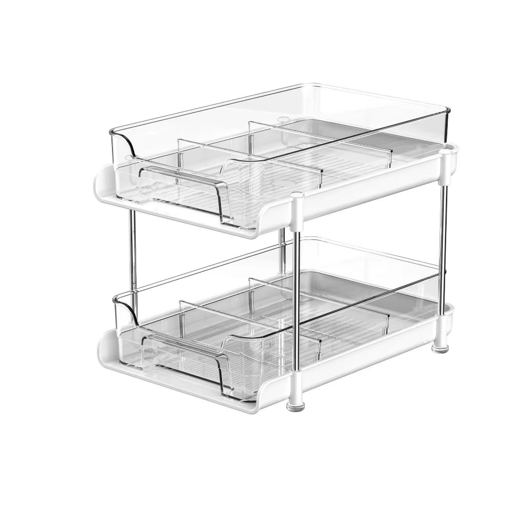 LuxStack™ Clear Acrylic Pull-Out Organizer – 2-Tier/3-Tier Under Sink & Counter Storage Rack