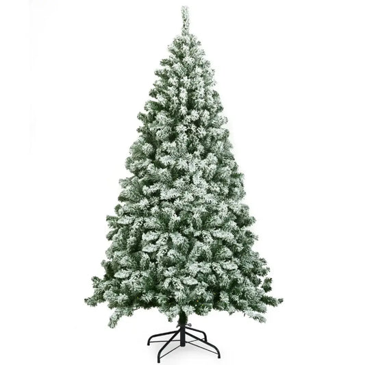 6 Ft Snow Flocked Hinged Artificial Christmas Tree Unlit Holiday Decor