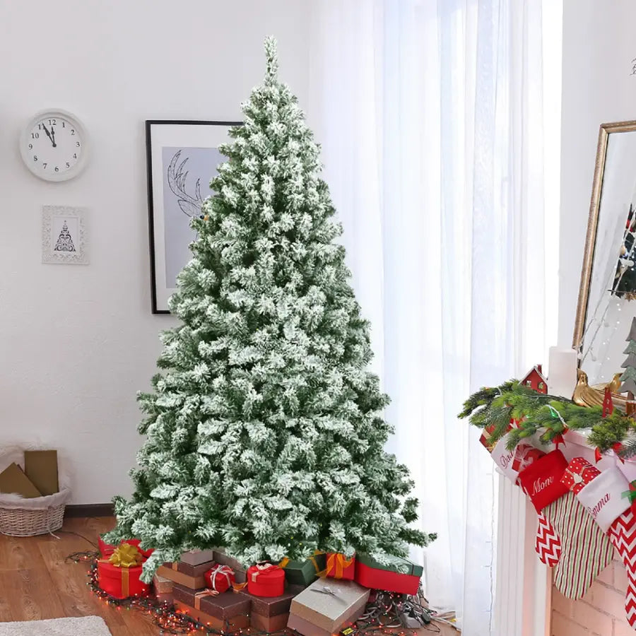 6 Ft Snow Flocked Hinged Artificial Christmas Tree Unlit Holiday Decor