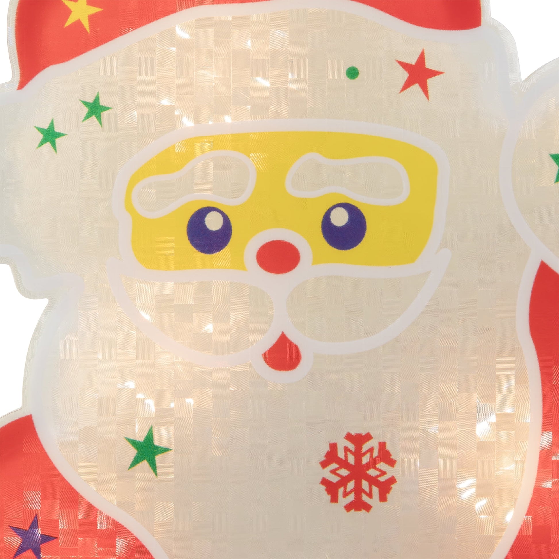 Lighted Holographic Santa Claus Christmas Window Silhouette - 13" - Clear Lights