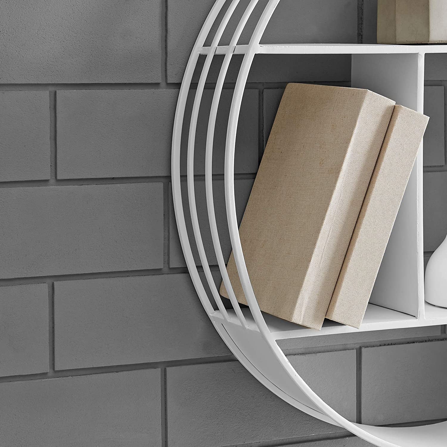 & Co. Gold Brooklyn Wall Shelf, round 3 Tier Wall Mounted Floating Shelf for Bathroom, Bedroom, Living Room Decor, Metal, Industrial, 27.5 Inches