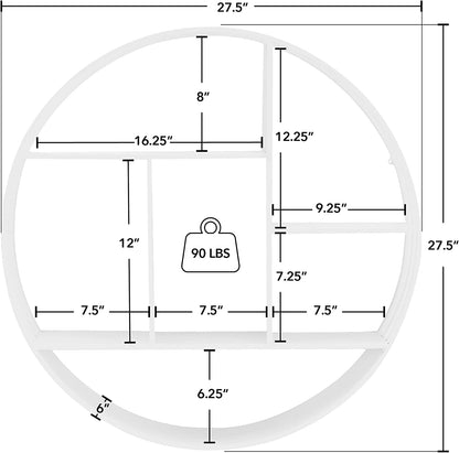 & Co. Gold Brooklyn Wall Shelf, round 3 Tier Wall Mounted Floating Shelf for Bathroom, Bedroom, Living Room Decor, Metal, Industrial, 27.5 Inches