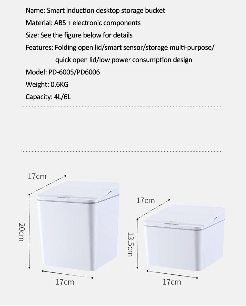 Intelligent Mini Desktop Trash Can Automatic Touchless Infrared Motion Sensor Trash Can Car Trash Portable Storage For Kitchen