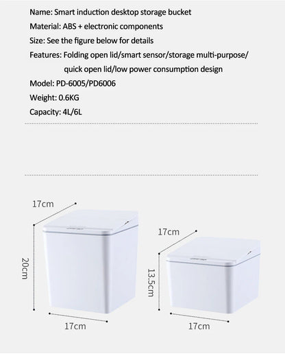 Intelligent Mini Desktop Trash Can Automatic Touchless Infrared Motion Sensor Trash Can Car Trash Portable Storage For Kitchen