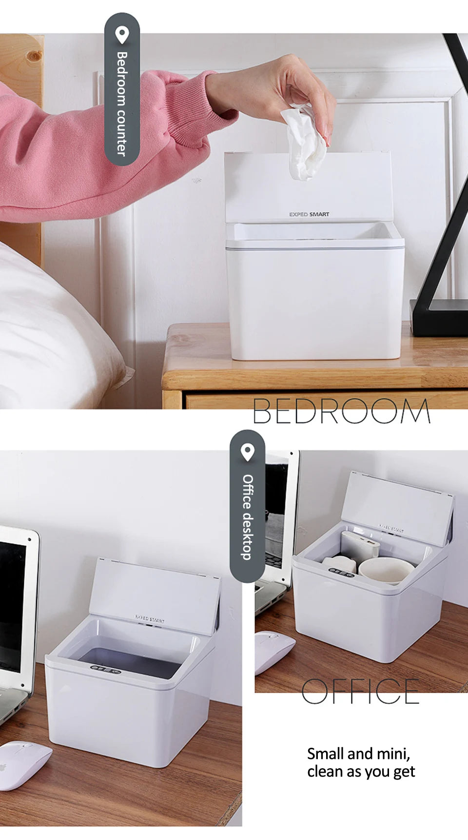 Intelligent Mini Desktop Trash Can Automatic Touchless Infrared Motion Sensor Trash Can Car Trash Portable Storage For Kitchen