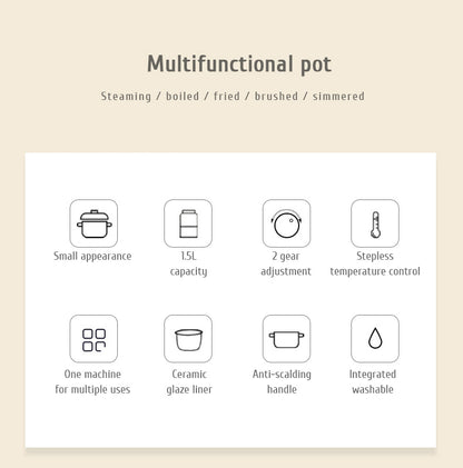 Multi-function Mini Cookers Electric Cooking Boiling Pot Electric Heat Pan Dormitory Household 1-2 People Electric Rice Cookers