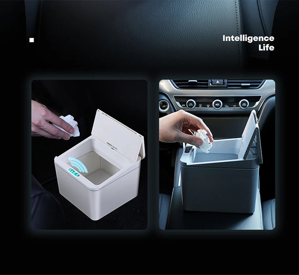 Intelligent Mini Desktop Trash Can Automatic Touchless Infrared Motion Sensor Trash Can Car Trash Portable Storage For Kitchen