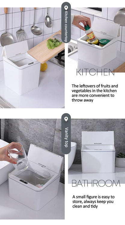 Intelligent Mini Desktop Trash Can Automatic Touchless Infrared Motion Sensor Trash Can Car Trash Portable Storage For Kitchen
