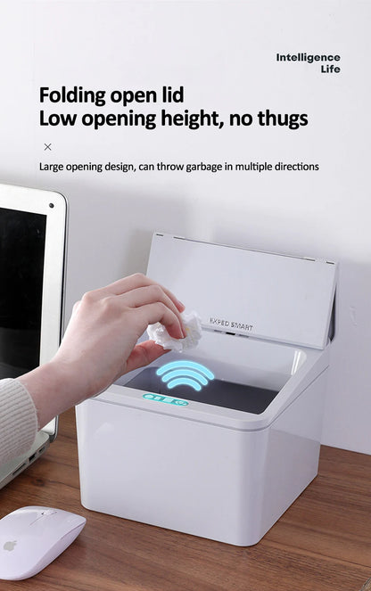 Intelligent Mini Desktop Trash Can Automatic Touchless Infrared Motion Sensor Trash Can Car Trash Portable Storage For Kitchen