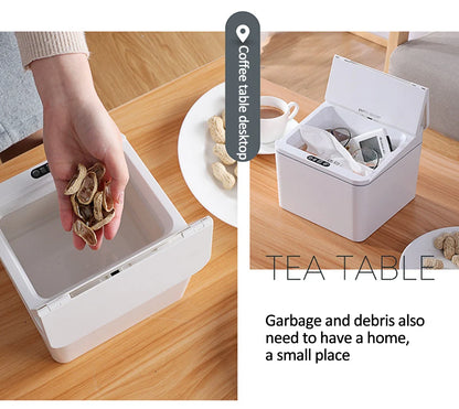 Intelligent Mini Desktop Trash Can Automatic Touchless Infrared Motion Sensor Trash Can Car Trash Portable Storage For Kitchen