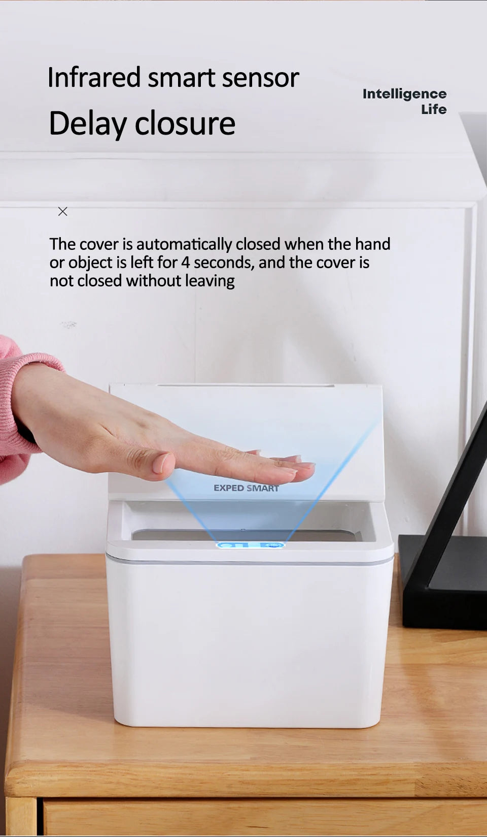 Intelligent Mini Desktop Trash Can Automatic Touchless Infrared Motion Sensor Trash Can Car Trash Portable Storage For Kitchen