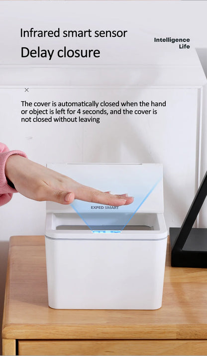 Intelligent Mini Desktop Trash Can Automatic Touchless Infrared Motion Sensor Trash Can Car Trash Portable Storage For Kitchen