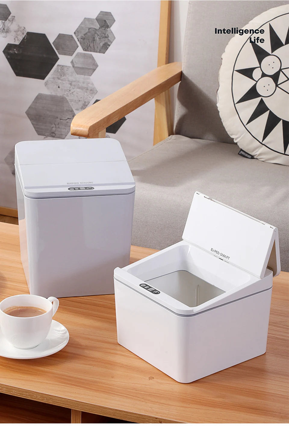 Intelligent Mini Desktop Trash Can Automatic Touchless Infrared Motion Sensor Trash Can Car Trash Portable Storage For Kitchen