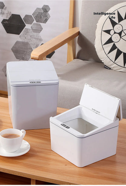 Intelligent Mini Desktop Trash Can Automatic Touchless Infrared Motion Sensor Trash Can Car Trash Portable Storage For Kitchen