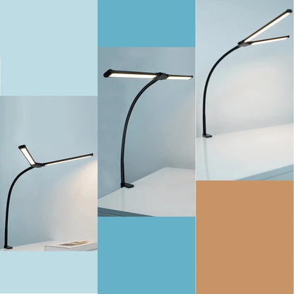 LED Desk Lamp Double Head Steoless Dimming Eye-Caring Home Reading Lights 3 Color Mode Flexible Adjustable PC Office Table Lamps