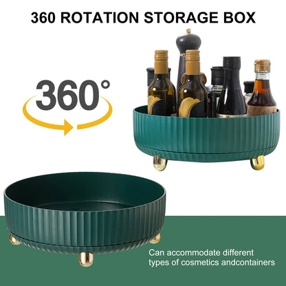 360 Rotation Non-Skid Spice Rack Pantry Cabinet Turntable with Wide Base Storage Bin Rotating Organizer for Kitchen Bathroom