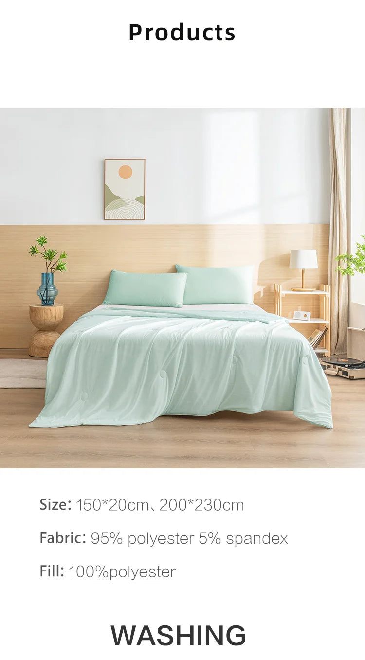 Cooling Blanket for Bed Silky Air Condition Comforter Lightweight Cooled Ice Summer Quilt with Double Side Cold & Cooling Fabric