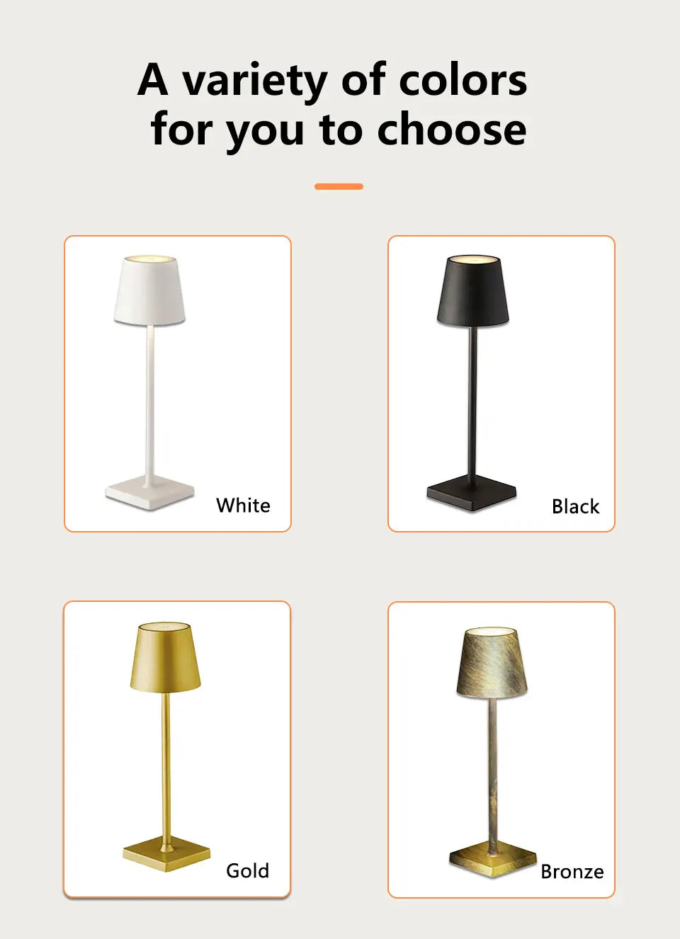 LED Desk Lamp Usb Rechargeable Table Lamp Wireless Touch 3 Color Desktop Night Light Bar Restaurant Creative Ambient Light Decor